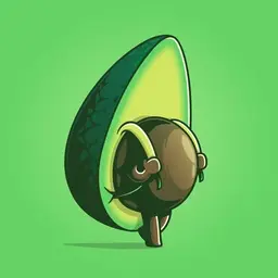 a picture of an avocado carrying it's shell like a backpack